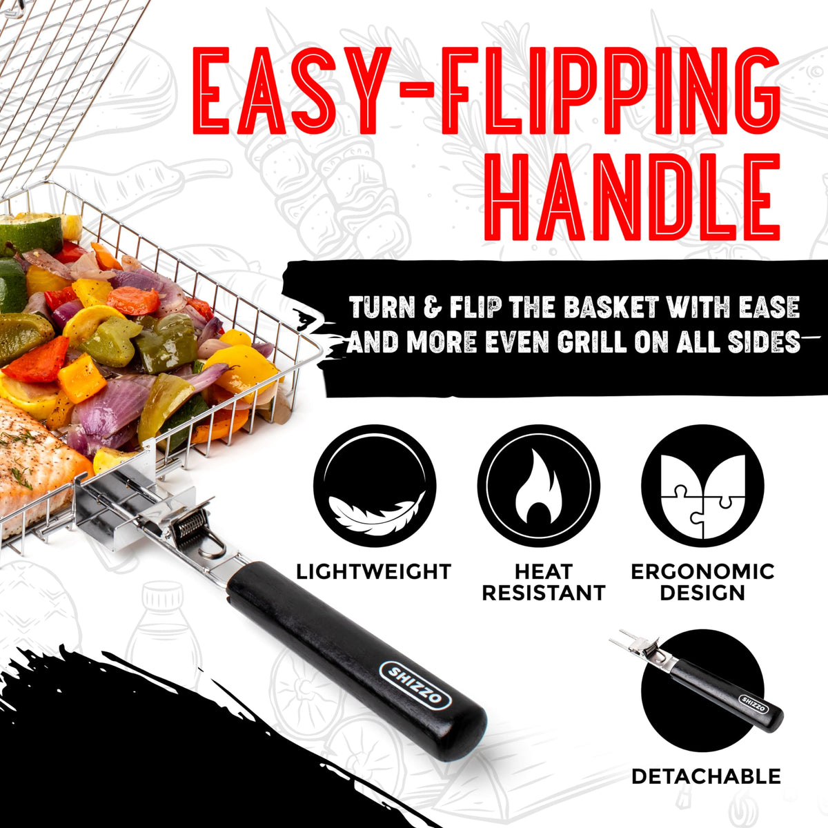 SHIZZO Grill Basket Value Set, Barbecue BBQ Grilling Basket , Stainless Steel Large Folding Grilling baskets With Handle, Portable Outdoor Camping BBQ Rack for Fish, Shrimp, Vegetables, Barbeque Griller Cooking Accessories, Gift, Gifts for father, dad, hu