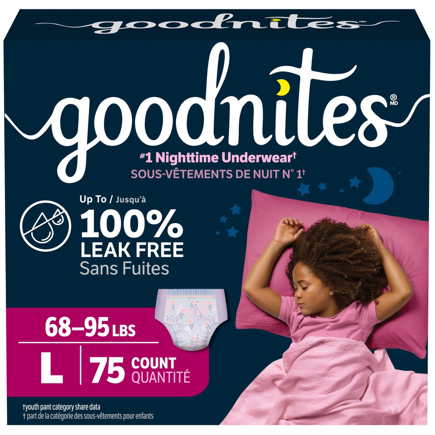 GoodNites Girls' Nighttime Bedwetting Underwear, Large (68-95 lbs), 75 Ct 🍁 All In One Marketplace Canada