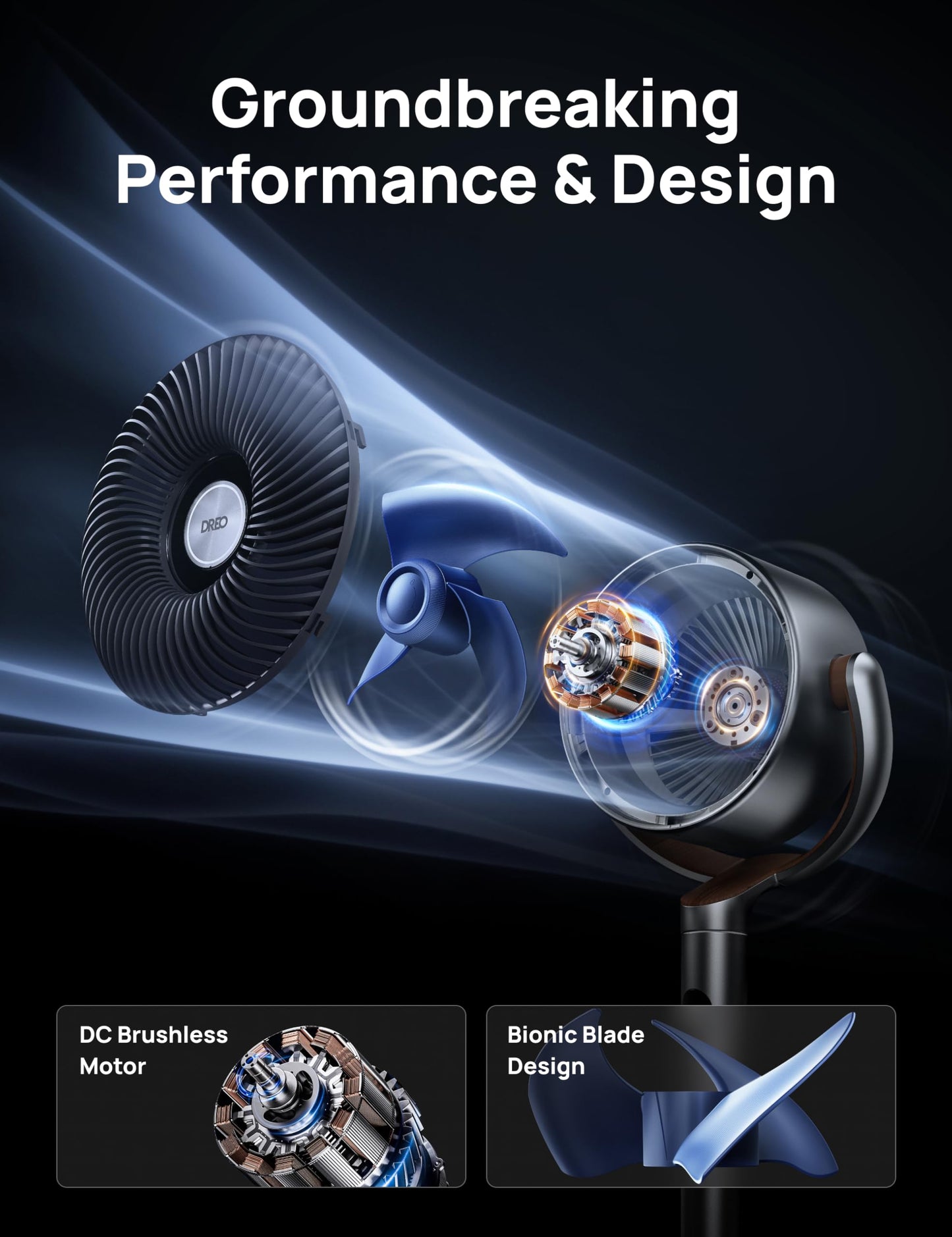 DREO Fan for Bedroom, 120°+120°Omni-directional Oscillating Fan, 90ft, DC Motor, 20 dB Quiet Standing Pedestal Fans, 8 Speeds, 3 Modes Circulator with Remote, 35-40" Adjustable Height, 8H Timer 🍁 All In One Marketplace Canada