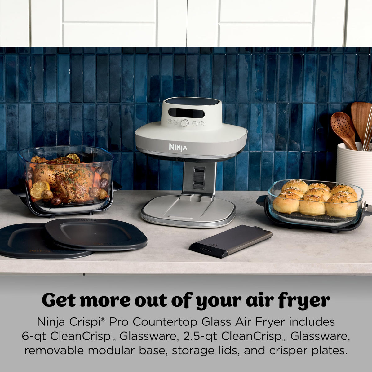Ninja Crispi Pro 6-in-1 Glass Air Fryer | 6qt & 2.5qt Glass Containers with Storage Lids | Non-Toxic | Meal Prep, Microwave, Freezer & Dishwasher Safe | Air Fry, Bake & More | Bone | AS101CLG 🍁 All In One Marketplace Canada
