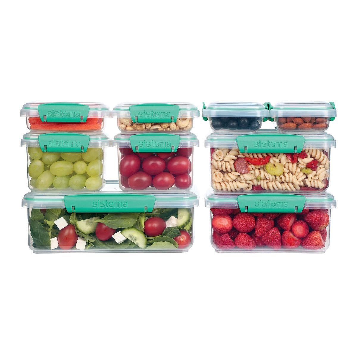 Sistema Food Storage Containers with Lids for Lunch, Meal Prep and Leftovers, Dishwasher Safe, BPA-Free, Teal, 18 Piece Set 🍁 All In One Marketplace Canada
