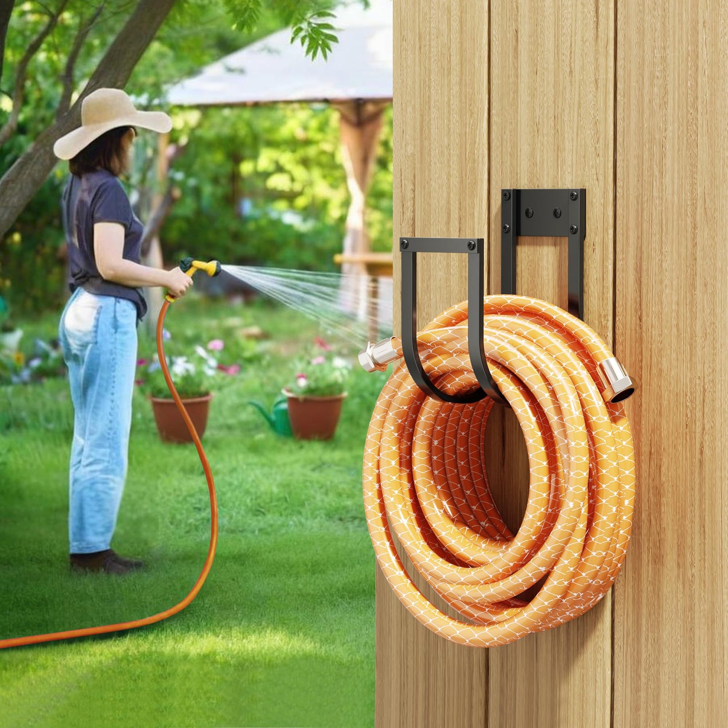 Garden Hose Holder Wall Mount - Heavy Duty Metal Water Hose Hanger for Outside, Durable Hose Hook for Garden, Garage, or Yard Storage 🍁 All In One Marketplace Canada