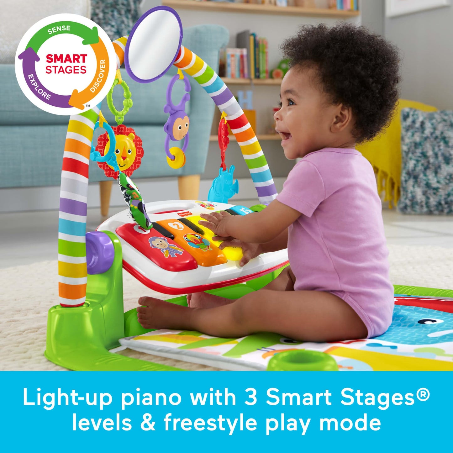 Fisher-Price Baby Playmat Deluxe Kick & Play Piano Gym Learning Toy & 2 Maracas Soft Rattles for Newborn to Toddlers Ages 0+ Months 🍁 All In One Marketplace Canada