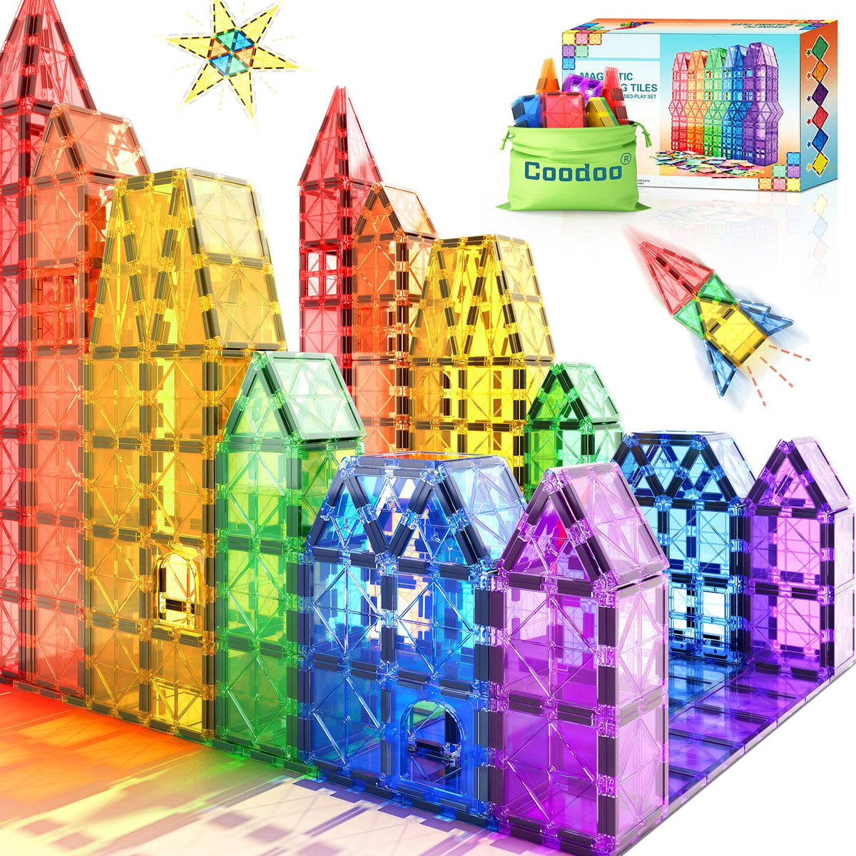 Magnetic Tiles Kids Toys STEM Magnet Toy for Toddler Magnetic Blocks Building Preschool Learning Sensory Montessori Toys for 3+ Year Old Boys and Girls, Safe Creativity Toddler Kids Toy 40PCS 🍁 All In One Marketplace Canada