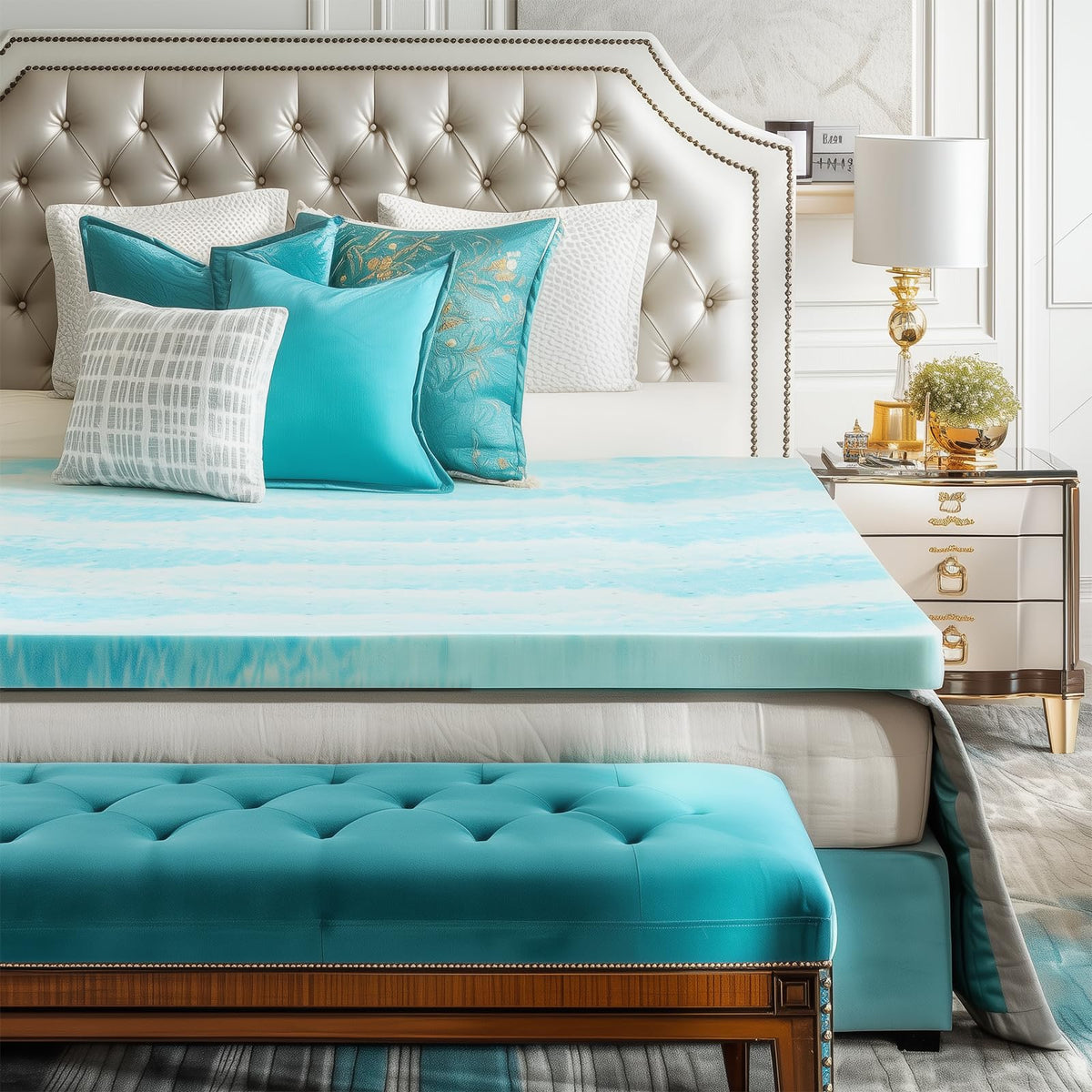 Sweetcrispy 3 Inch Twin XL Memory Foam Mattress Topper, Blue 🍁 All In One Marketplace Canada