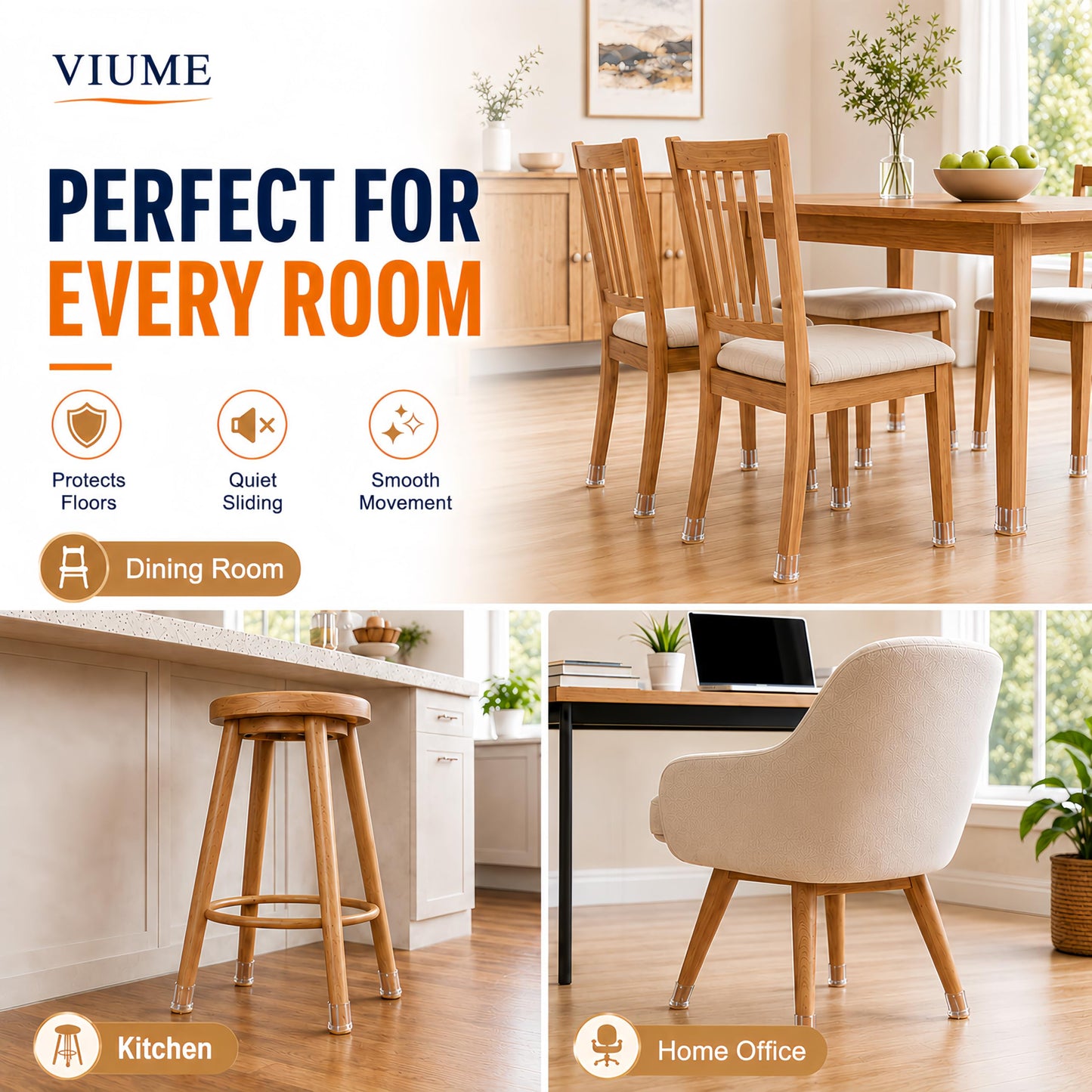 32 Pcs Chair Leg Floor Protectors for Hardwood Floors Silicone Covers to Protect Wood Tile Floors Felt Pads Furniture Leg Caps Anti-Scratch Reduce Noise (Fit:1.3"-2") 🍁 All In One Marketplace Canada