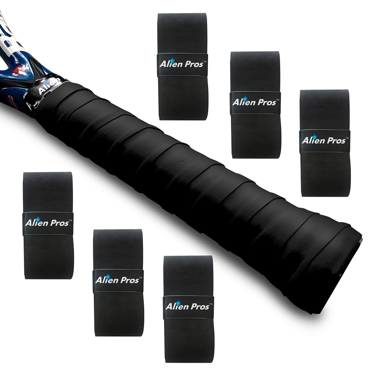 Alien Pros Tennis Racket Grip Tape (6 Grips) – Precut and Dry Feel Tennis Grip – Tennis Overgrip Grip Tape Tennis Racket – Wrap Your Racquet for High Performance (6 Grips, Black) 🍁 All In One Marketplace Canada
