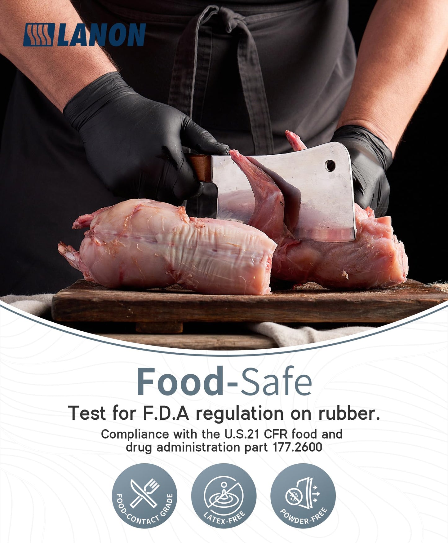 LANON Food Safe Disposable Black Nitrile Gloves, Latex-Free, Powder-Free, Silicone-Free, Textured Fingertips, Cooking, Large 🍁 All In One Marketplace Canada