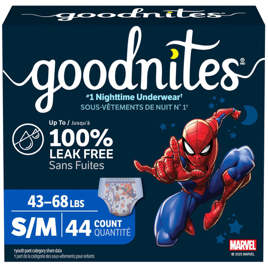 Boys Bedwetting Disposable Night Time Underwear, Overnight Training Pants, Goodnites, S/M, 44 Ct 🍁 All In One Marketplace Canada