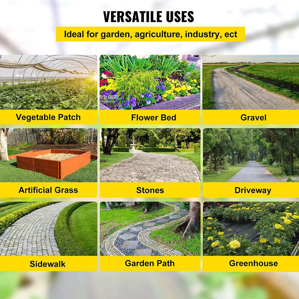 VEVOR 3FTx300FT Premium Weed Barrier Fabric Heavy Duty 3OZ, Woven Weed Control Fabric, High Permeability Good for Flower Bed, Geotextile Fabric for Underlayment, Polyethylene Ground Cover 🍁 All In One Marketplace Canada