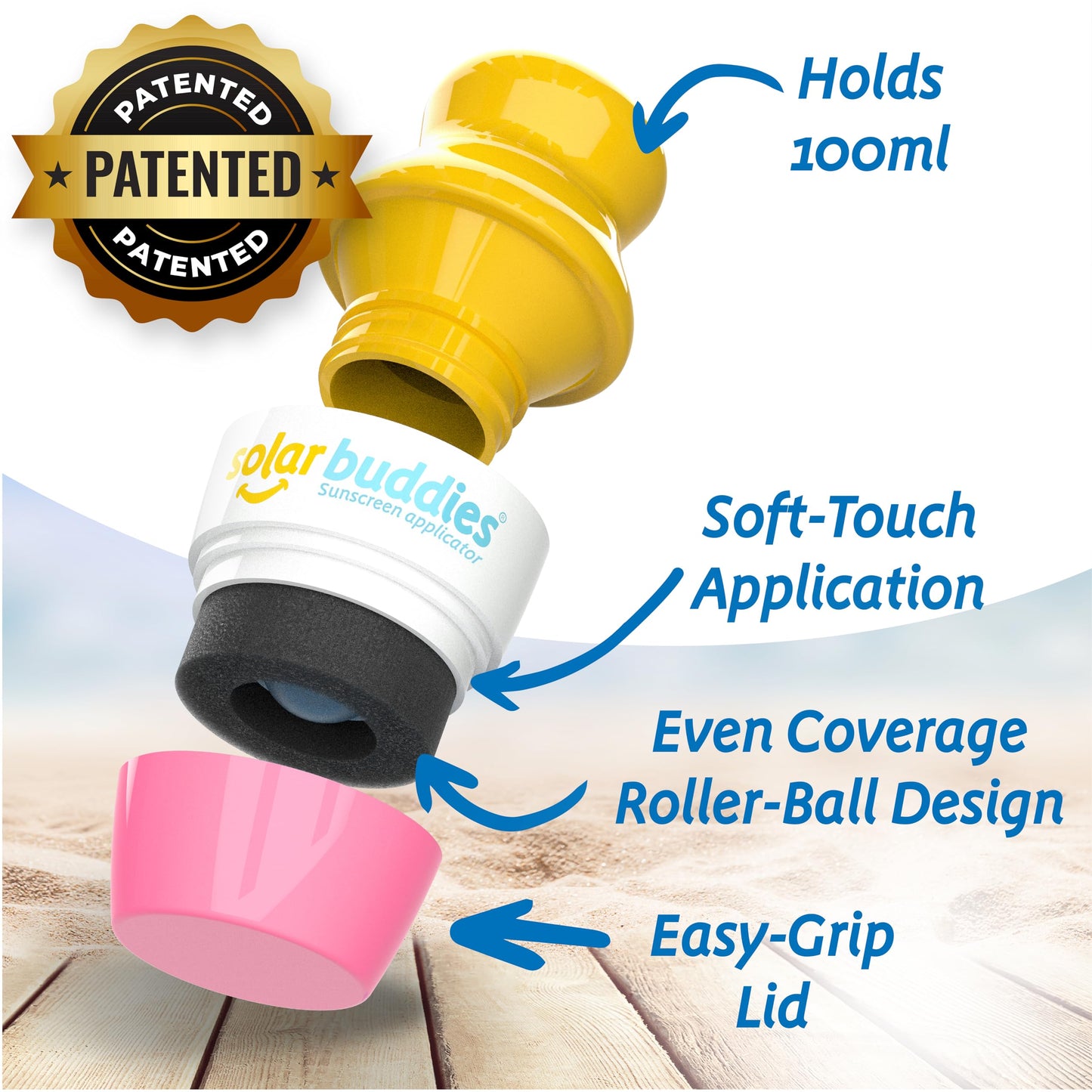 Solar Buddies Sunscreen Applicator - Single Pink - Refillable Roll on Sponge Sunscreen, Suncream & Lotion Applicator For Kids, Adults & Families - Holds 3.4fl oz, Perfect Size for Travel 🍁 All In One Marketplace Canada