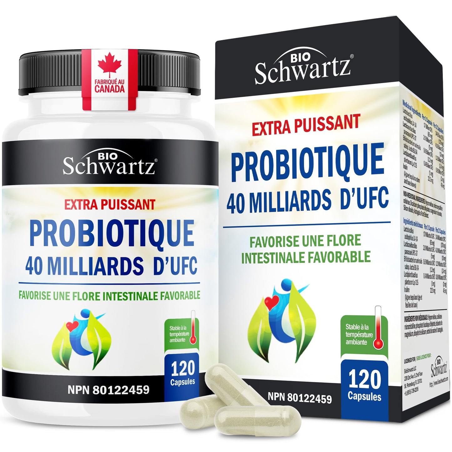 Daily Probiotic for Women & Men with 40 Billion CFU - Gut Health Complex with Probiotic for Women & Men - Shelf Stable Pre & Probiotics for Bloating Relief Digestive Enzyme Health | Non-GMO, 120ct 🍁 All In One Marketplace Canada