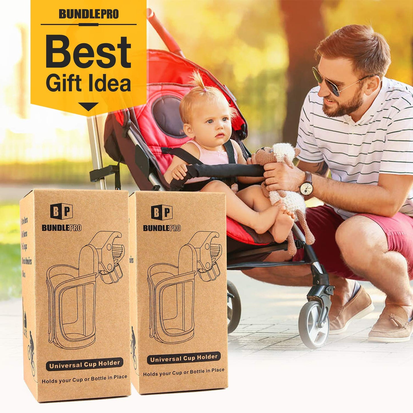 Pack of 2 Stroller Drink Holders, Universal Cup Holder for Bikes, Trolleys or Walkers 🍁 All In One Marketplace Canada