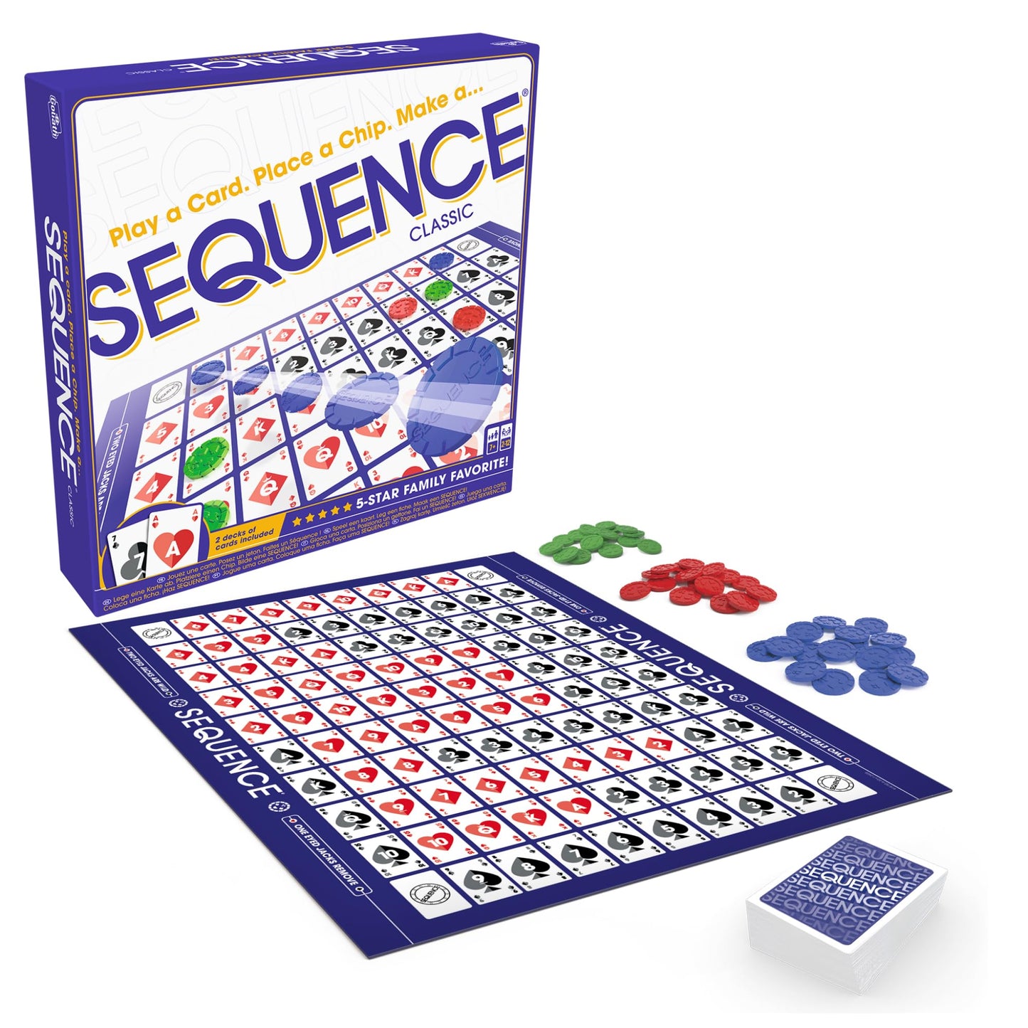 Jax Sequence - Original Sequence Game with Folding Board, Cards and Chips, 10.3" X 8.1" X 2.31" 🍁 All In One Marketplace Canada