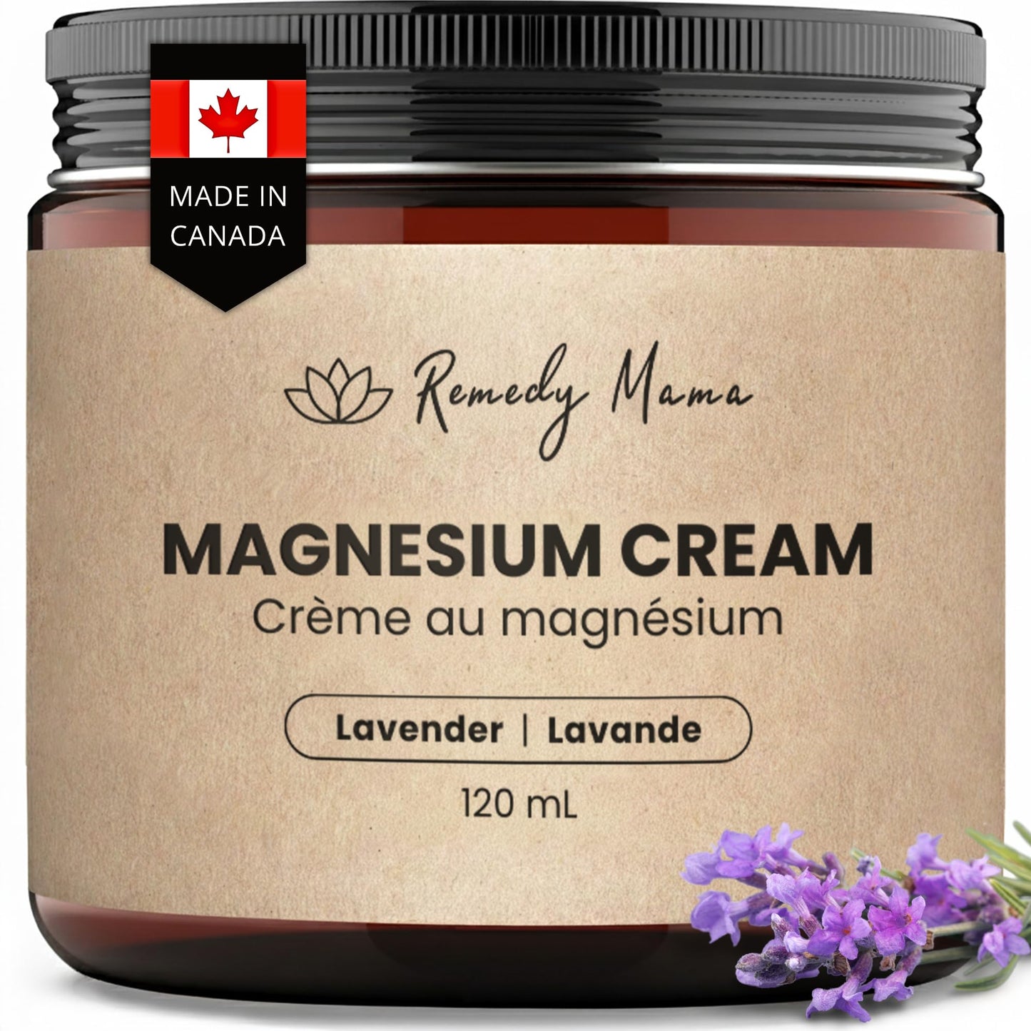 Remedy Mama Magnesium Cream for Daily Comfort – with Hemp Seed Oil, Jojoba Oil, Mango & Shea Butter – Magnesium Oil Spray Alternative – Natural, Gentle & Skin-Friendly – Lavender – 4oz Glass Jar – Made in Canada 🍁 All In One Marketplace Canada