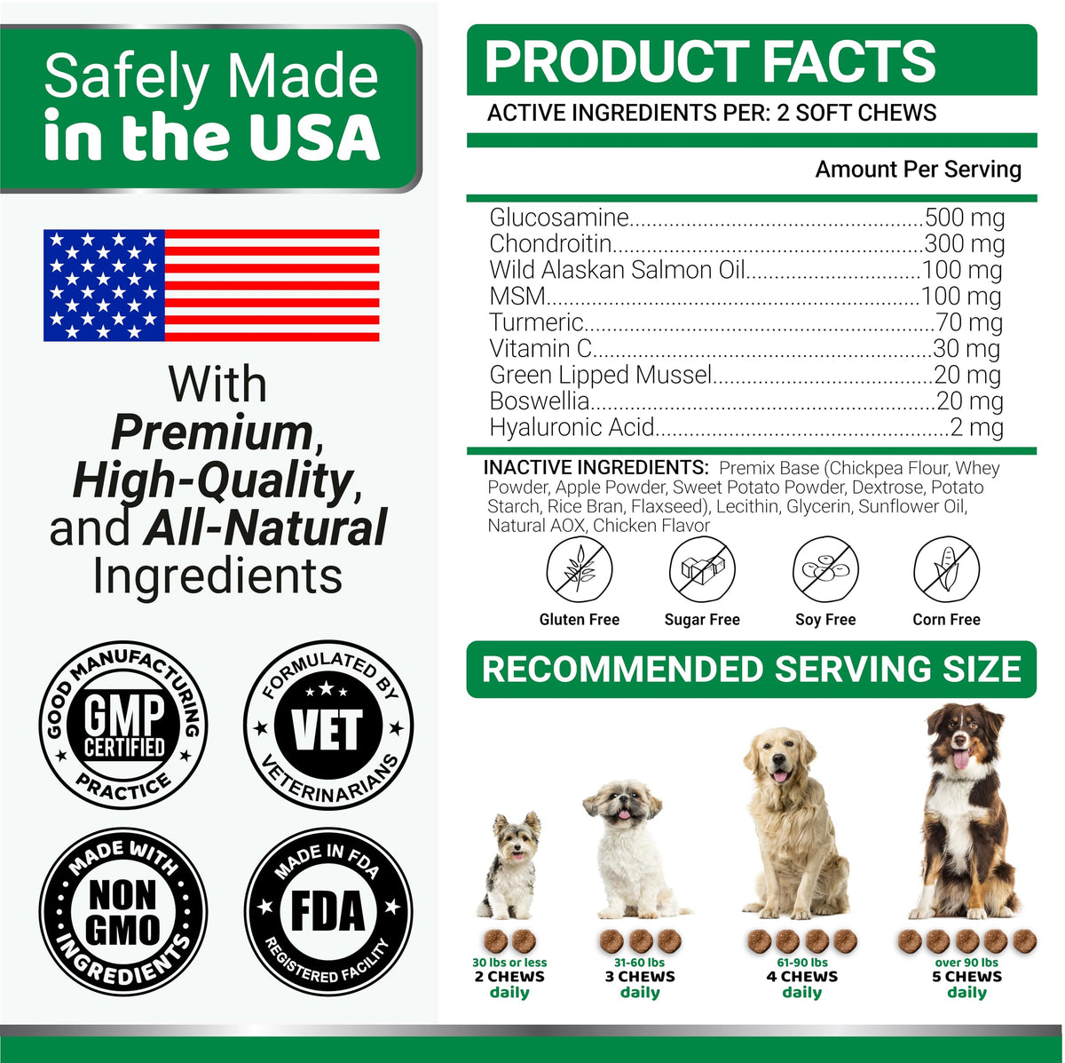 Glucosamine for Dogs - 170 Chews - Hip and Joint Supplement for Dogs - Glucosamine Chondroitin Chews - Joint Pain Relief Supplement with MSM - Advanced Health - Mobility Support - Made in USA 🍁 All In One Marketplace Canada