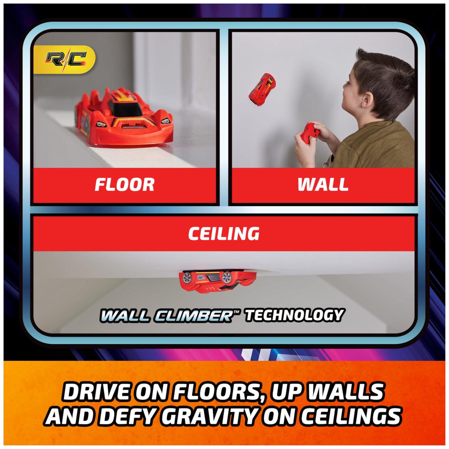Air Hogs, Zero Gravity Sprint RC Car Wall Climber, Red USB Micro B Rechargeable Indoor Wall Racer, Over 5-Inches Long, Toys for Kids Ages 4 and up 🍁 All In One Marketplace Canada