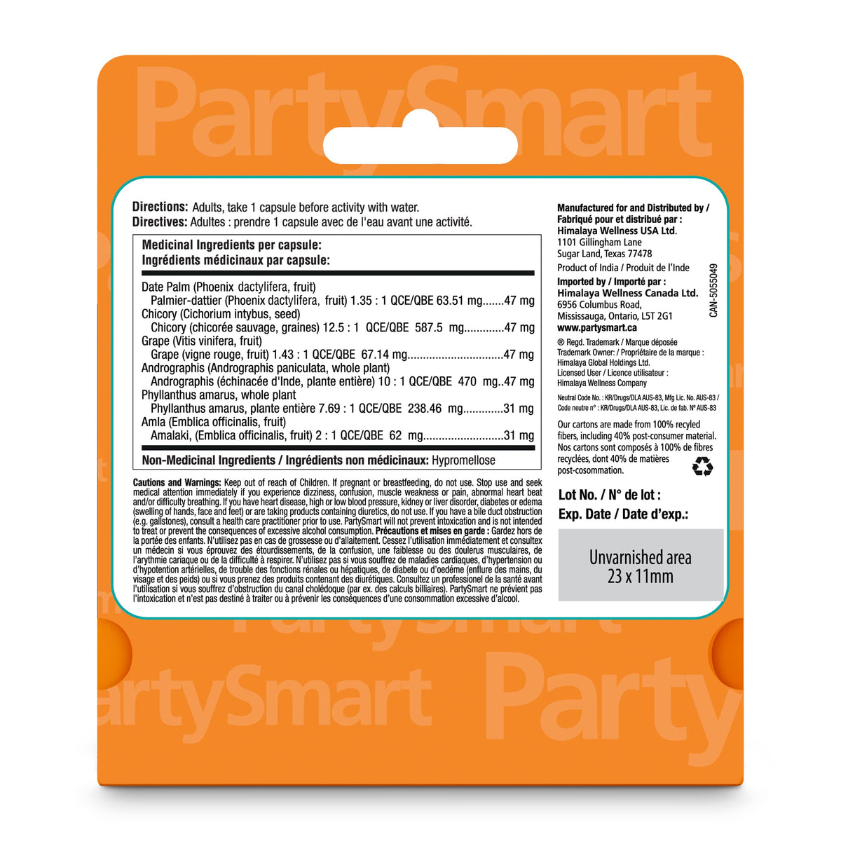 Himalaya PartySmart, 12 Vegetarian Capsules, Provides Antioxidants, Non-GMO, Plant-based, 250 mg, 1 Pack 🍁 All In One Marketplace Canada
