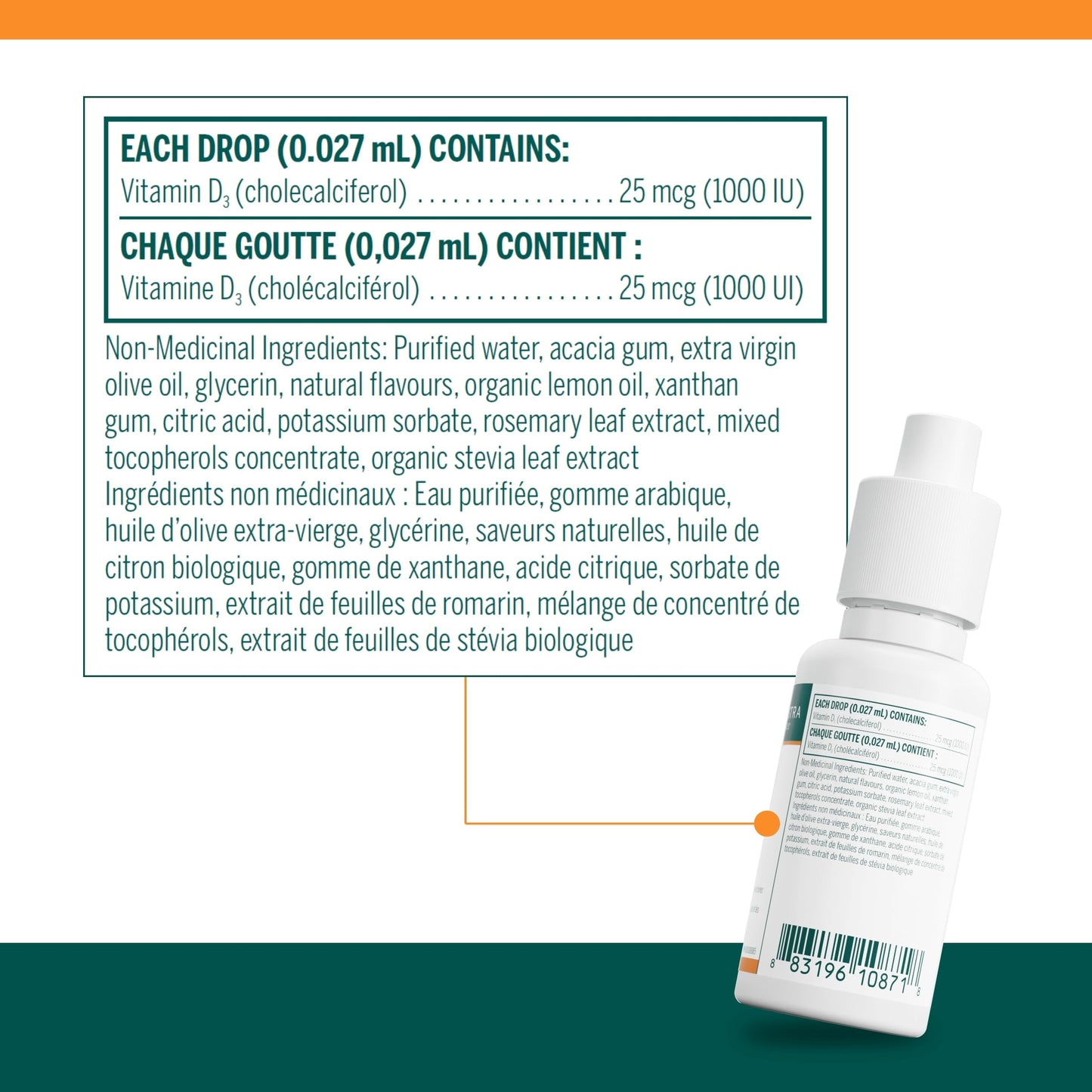 Genestra Brands D-Mulsion 1000 IU - Liquid Vitamin D3 - For Healthy Bones & Teeth - Immune Function Support - Non-GMO, Gluten Free & Dairy Free - 30 mL - Natural Lemon Flavour 🍁 All In One Marketplace Canada