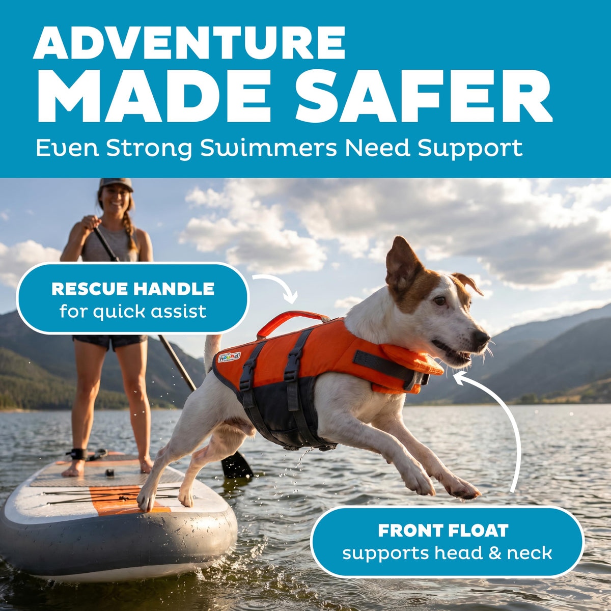 Outward Hound Granby Splash Dog Life Jacket with Handle, Reflective Floating Vest for Swimming & Boating, Maximum Buoyancy, All Skill Levels, Small Dogs & Puppies (16–20" Girth), Orange, Small 🍁 All In One Marketplace Canada