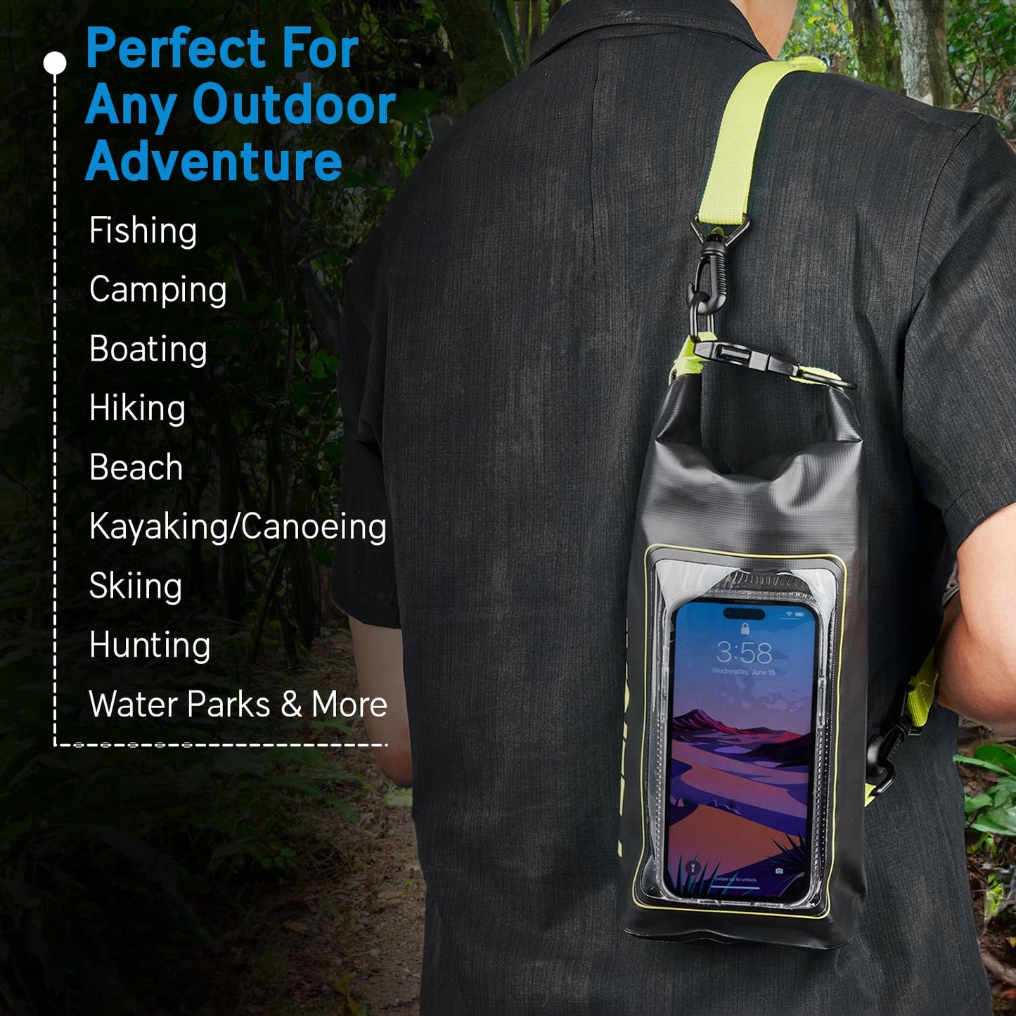 Pelican Marine IP68 Waterproof Dry Bag 2L w/Phone Pouch/Case - Black/Yellow 🍁 All In One Marketplace Canada