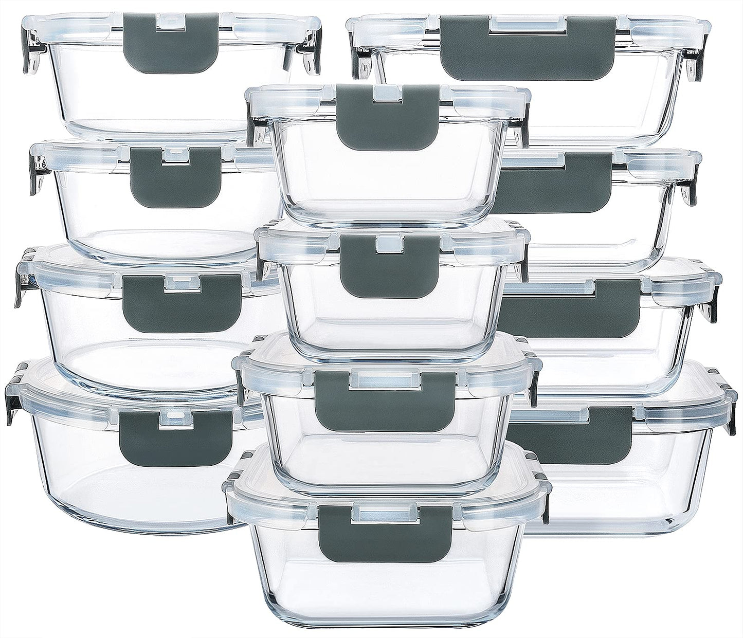 M MCIRCO 24-Piece Glass Food Storage Containers with Snap Locking Lids,Glass Meal Prep Containers Set - Airtight Lunch Containers, Microwave, Oven, Freezer and Dishwasher 🍁 All In One Marketplace Canada