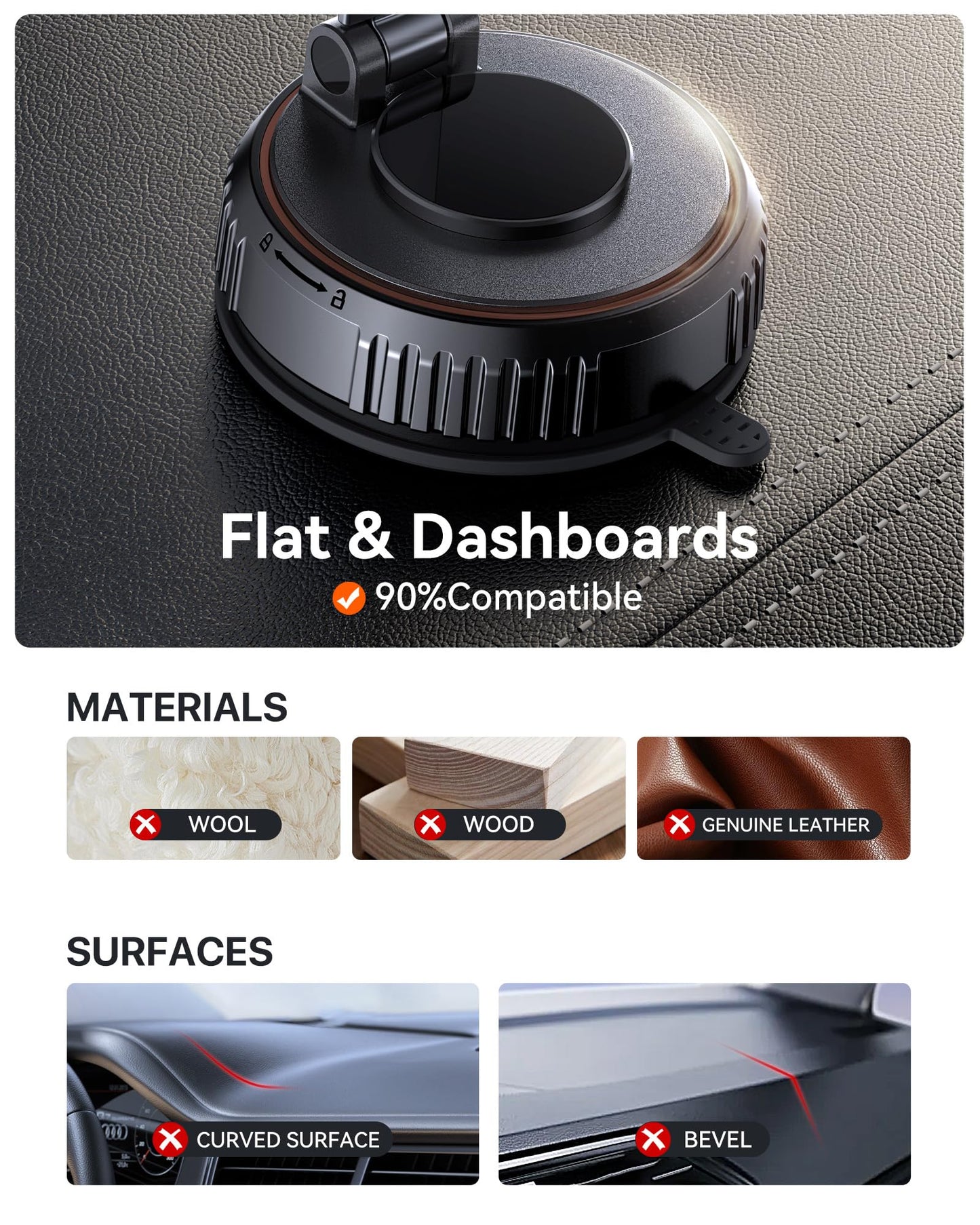 Miracase for MagSafe Car Mount[20 Powerful N55 Magnets+Industrial-Grade Vacuum Base] Magnetic Phone Holder Car 360° Full-Directional Adjustment, Fit for Windshield & Dashboard with All Smartphones 🍁 All In One Marketplace Canada