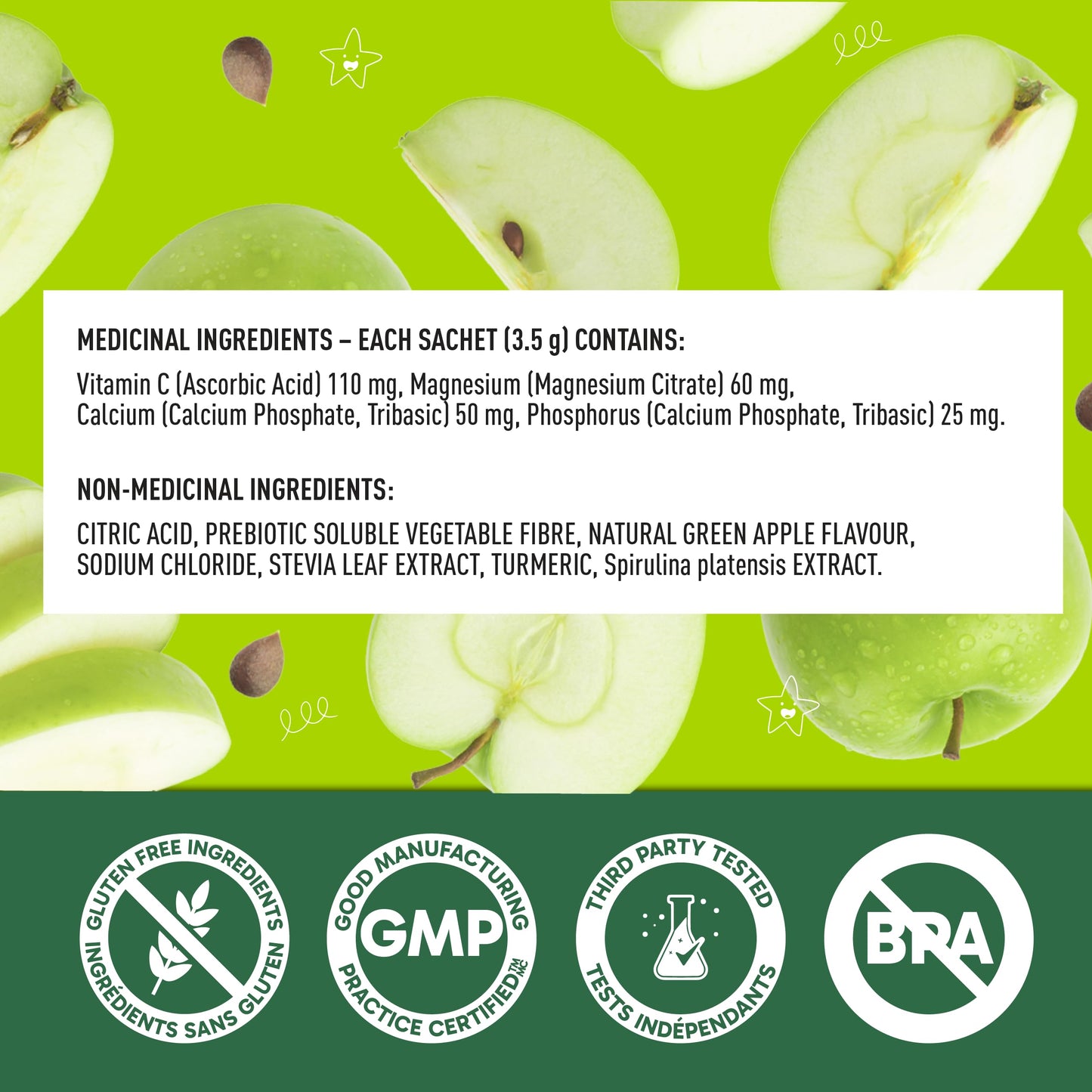 Organika Kids Electrolytes Powder Sticks - Sugar-Free Hydration + Immune support with 100% of daily Vitamin C, Minerals and Prebiotic Fibre | Green Apple Flavour - 3.5g x 20 sachets 🍁 All In One Marketplace Canada