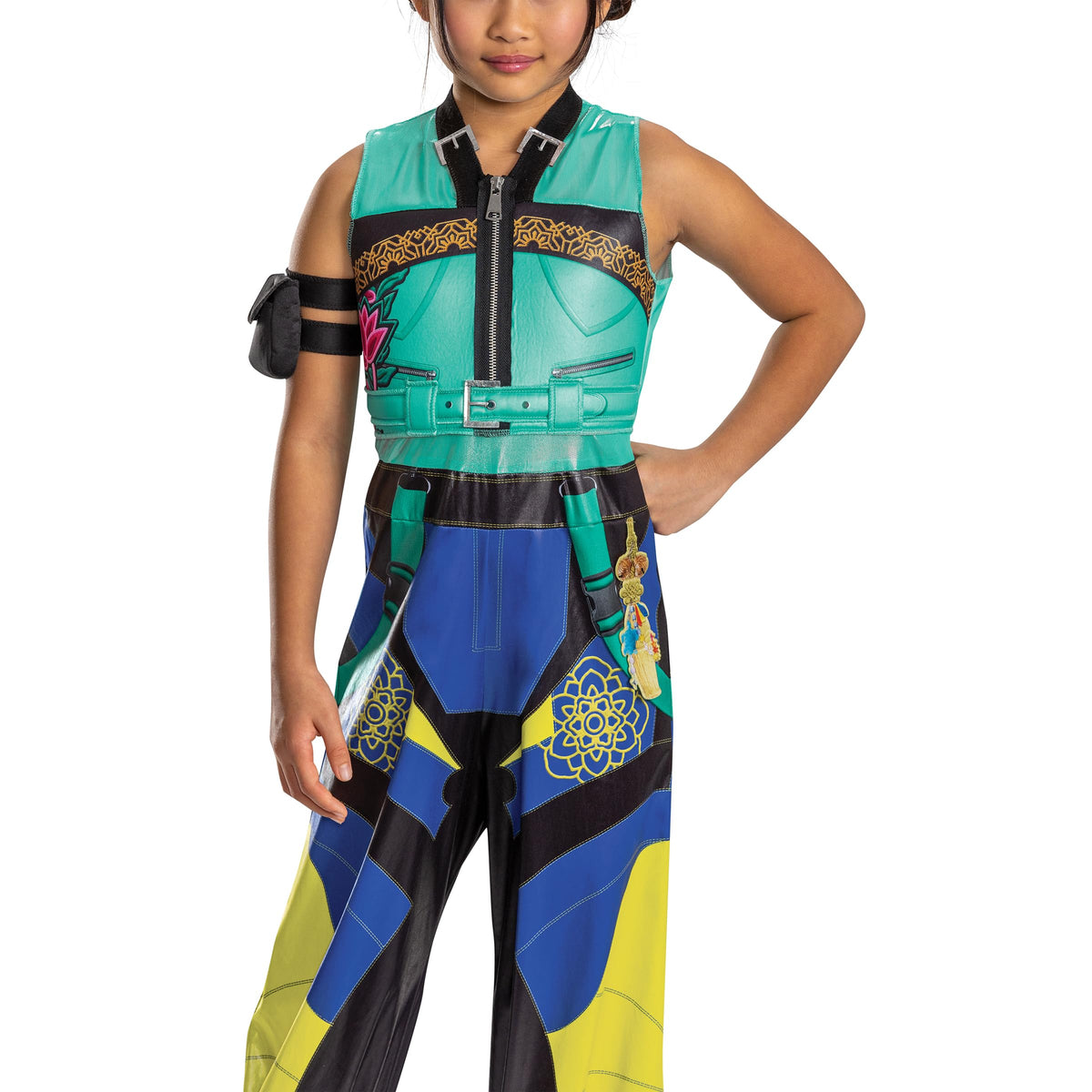K-Pop Demon Hunters Zoey Costume, Official Halloween Jumpsuit and Arm Accessory Outfit, Kids Size (7-8)