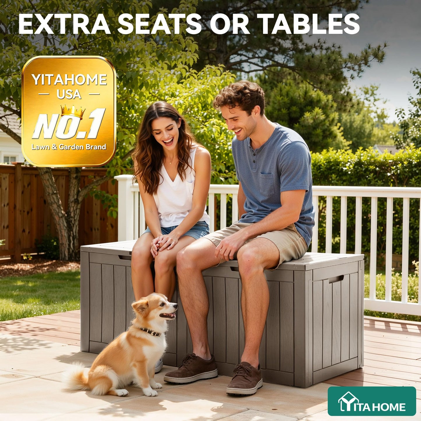 YITAHOME 31 Gallon Outdoor Storage Deck Box, Waterproof Resin Package Delivery and Storage Box with Lockable Lid for Patio Furniture Cushions, Pool Accessories, Garden Tools, Taupe 🍁 All In One Marketplace Canada