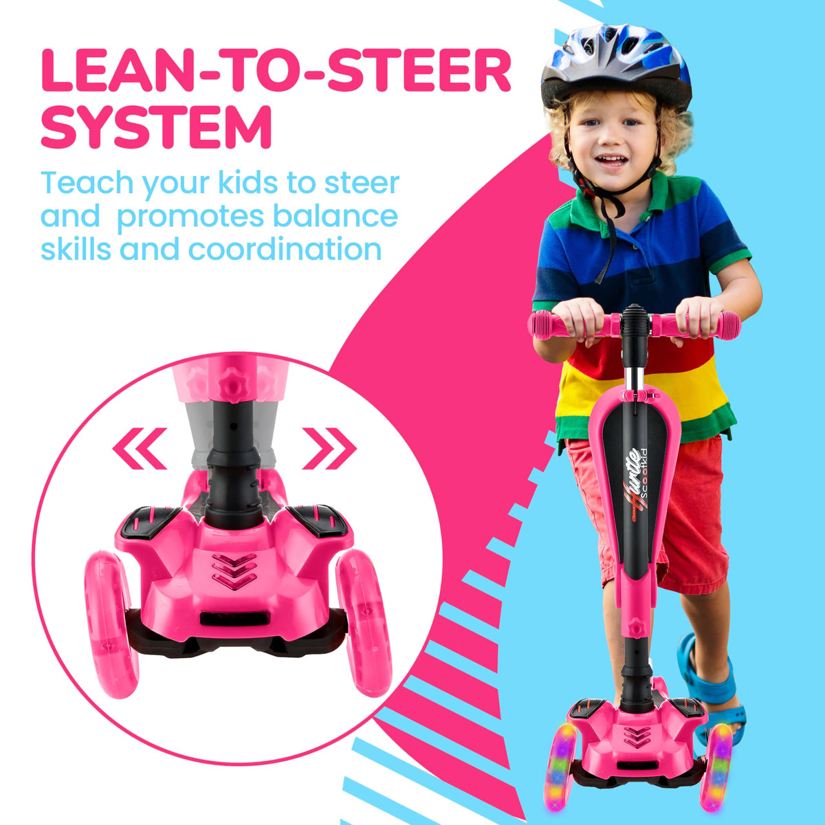 Hurtle - 3 Wheel Foldable Kick Scooter for Kids & Toddlers (Pink CA) 🍁 All In One Marketplace Canada