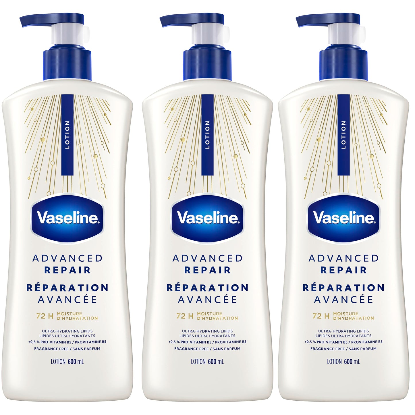 Vaseline Intensive Care Advanced Repair Unscented Body Lotion for Dry Skin with 48H Moisture + Ultra hydrating lipids, 600 ml (3-pack) 🍁 All In One Marketplace Canada