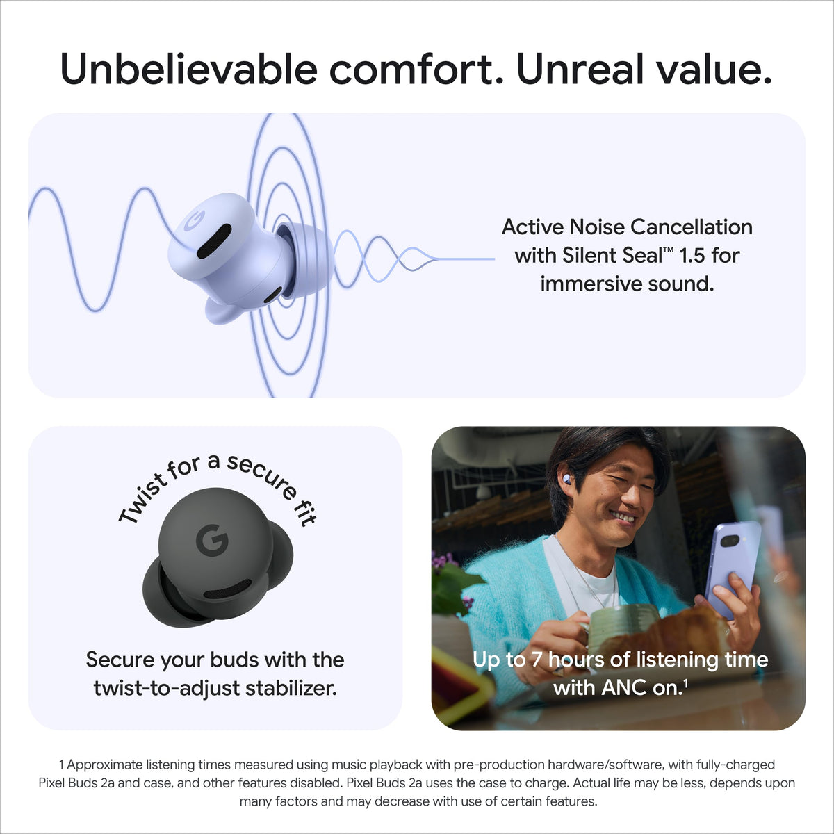 Google Pixel Buds 2a - Wireless Earbuds with Noise Cancellation - Fog 🍁 All In One Marketplace Canada