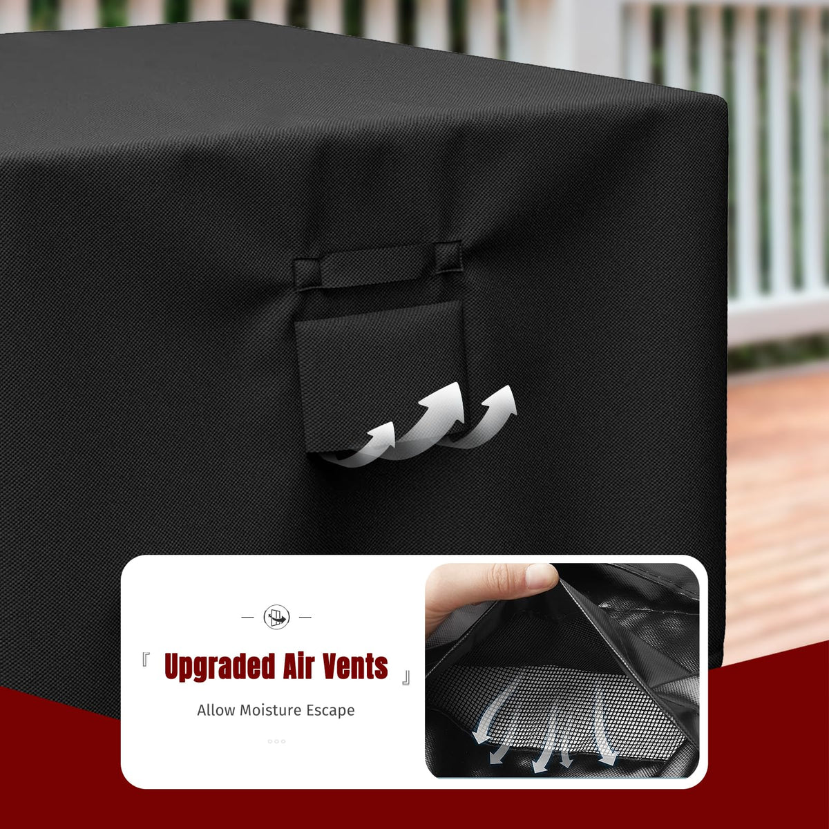 SHINESTAR Fire Pit Cover Square 32" x 32" x 24" - 600D Heavy Duty Waterproof & Windproof Outdoor Firepit Table Cover with Double Drawstrings for 28-32 Inch Square Fire Pits - Black 🍁 All In One Marketplace Canada