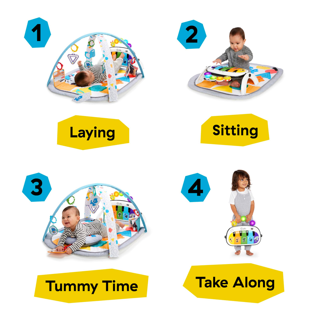 Baby Einstein 4-in-1 Kickin' Tunes Music and Language Play Gym and Piano Tummy Time Activity Mat 🍁 All In One Marketplace Canada