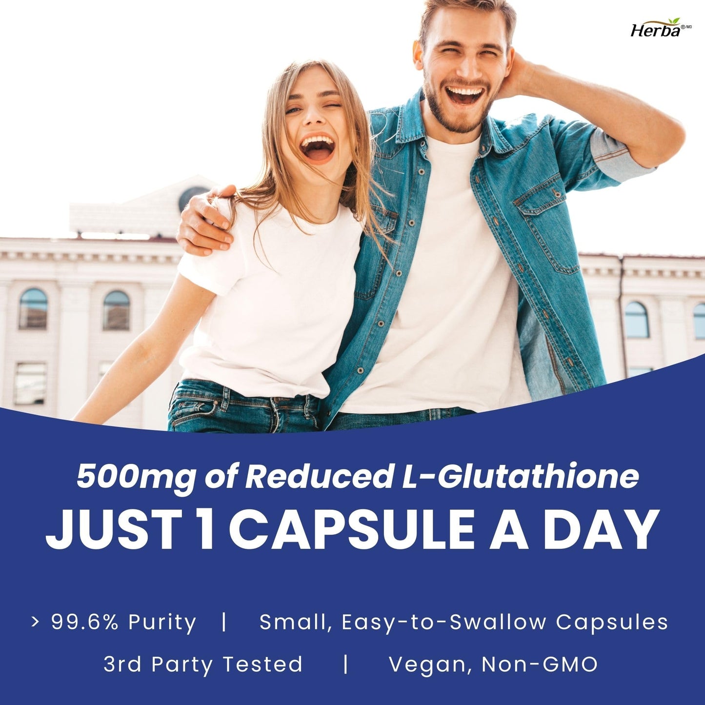 Herba Glutathione Supplement 500mg - 60 Vegetable Capsules | L Glutathione Reduced Active Form | Super Glutathione 500mg Capsule for Antioxidants | >98.5% Purity | Made in Canada 🍁 All In One Marketplace Canada