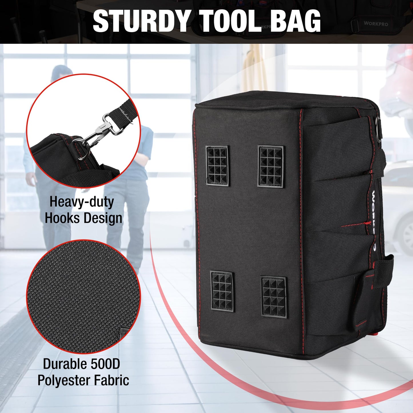 WORKPRO Close Top Wide Mouth Tool Bag Storage Organizer Close Tote, 14" 🍁 All In One Marketplace Canada