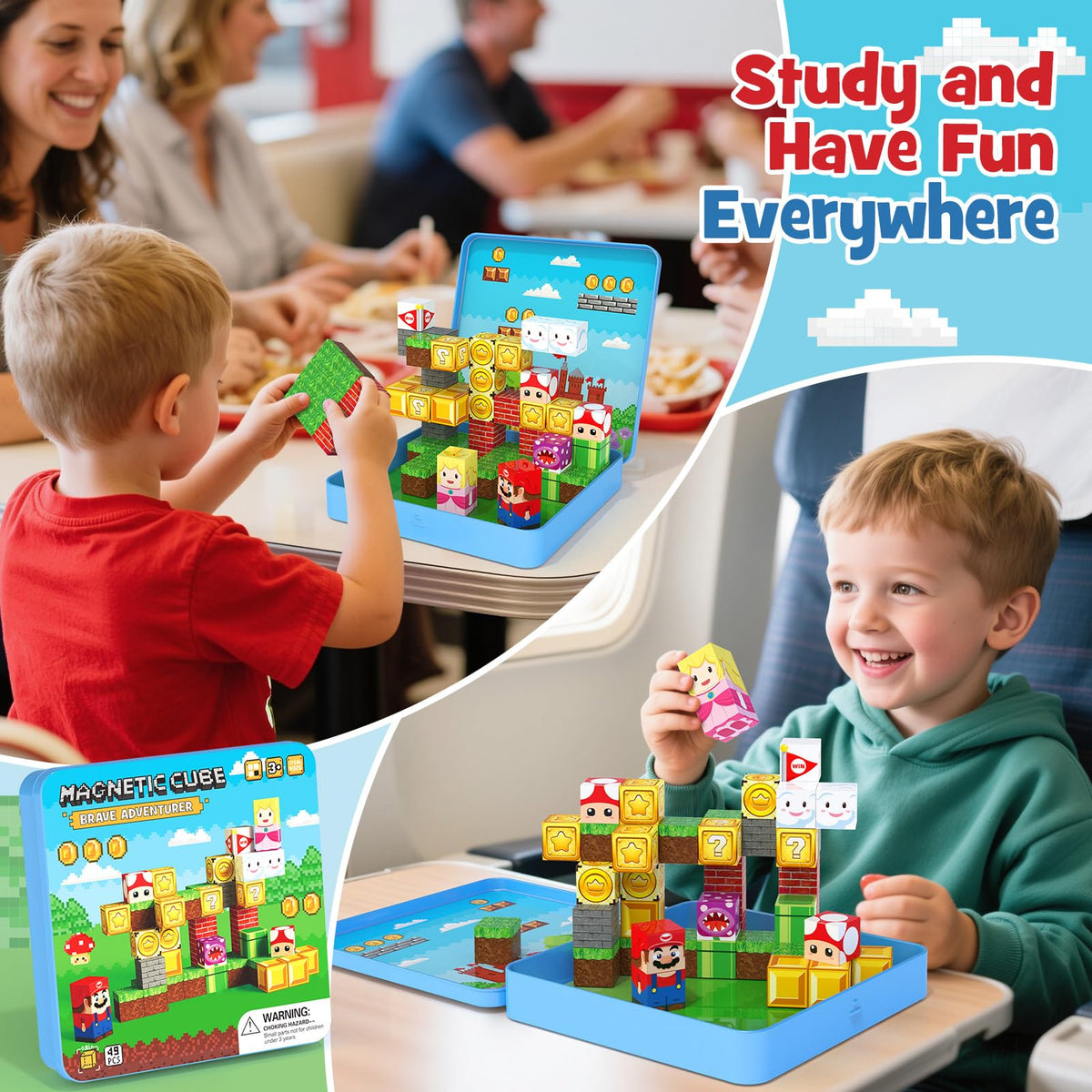 Mini Magnetic Blocks - 49 PCS Travel Magnet Building Blocks for Toddlers - STEM Educational Magnetic Building Toys with Portable Iron Box for Kids Ages 3-8 Boys & Girls 🍁 All In One Marketplace Canada