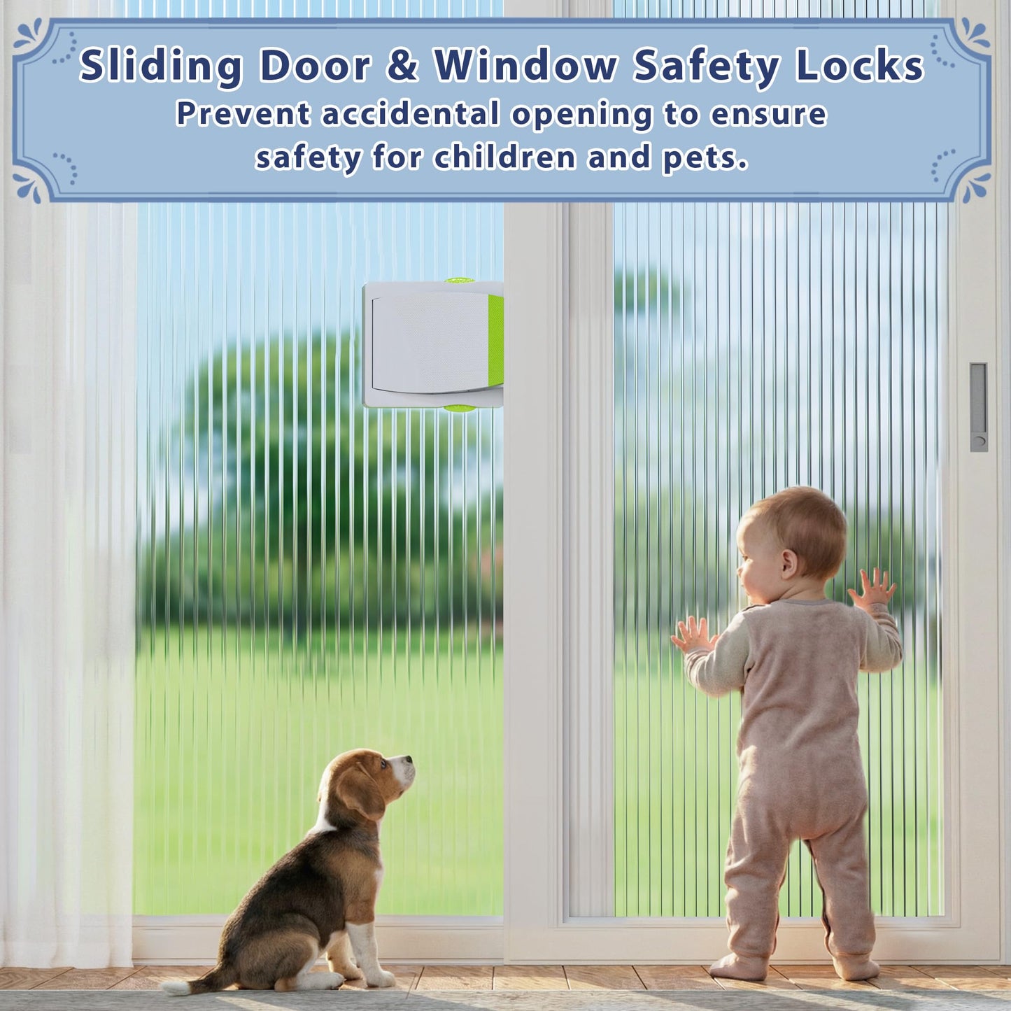 4 Pack Sliding Glass Door Locks for Child Safety, Baby Proof Closets, Sliding Window Locks, with Strong 3M Adhesive Tape, No Screws or Drills, Easy Clean (Green) 🍁 All In One Marketplace Canada
