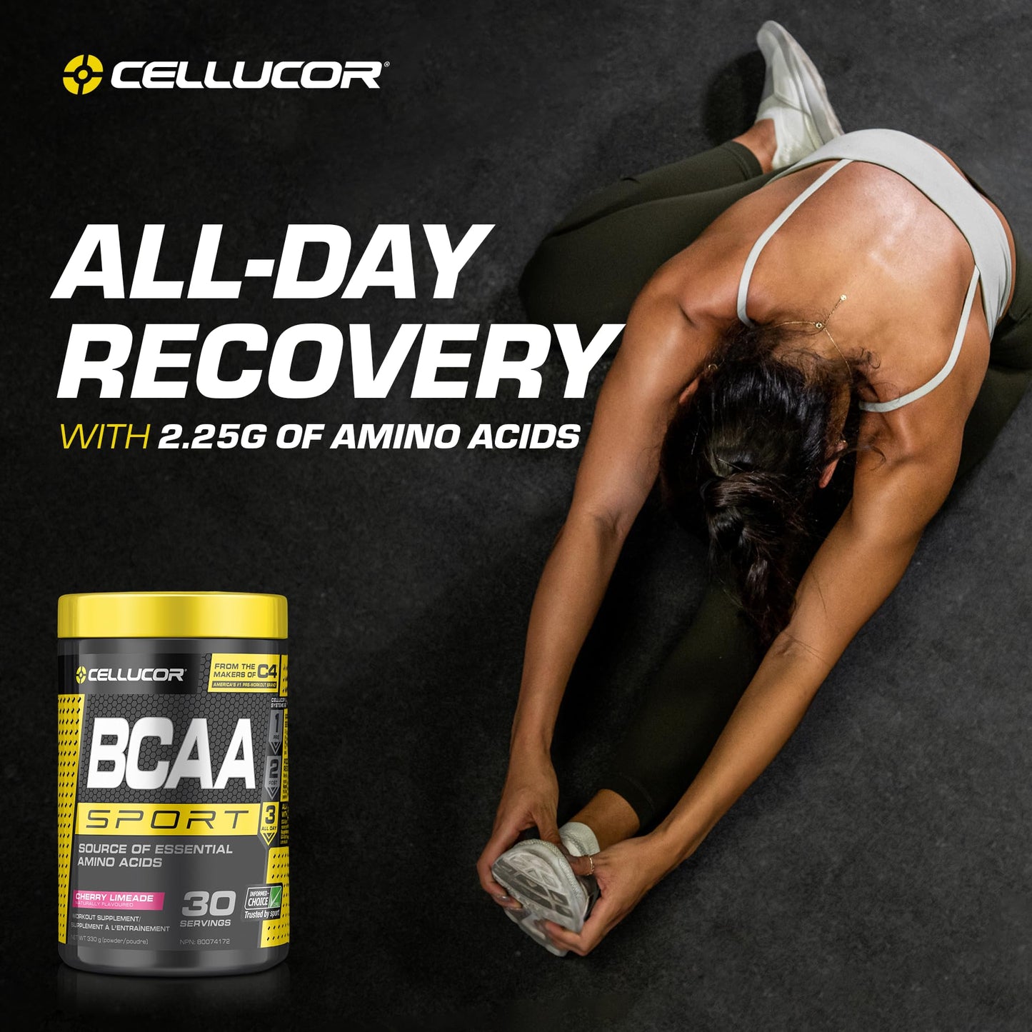 Cellucor BCAA Sport Recovery Powder - Post & Intra Workout Energy Supplement - Cherry Limeade, 30 Servings 🍁 All In One Marketplace Canada