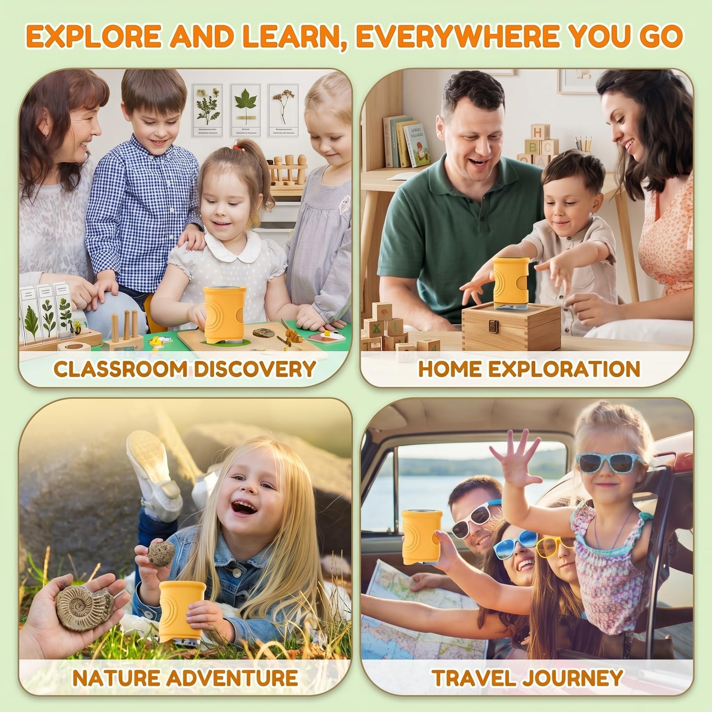 OAEBLLE Kids Microscope, 1000X 4K Digital Microscope with 2.4″ IPS Screen & 8 LED, USB Rechargeable, STEM Science Learning Kit Toys, Great Gift for Boys and Girls Aged 4-12 🍁 All In One Marketplace Canada