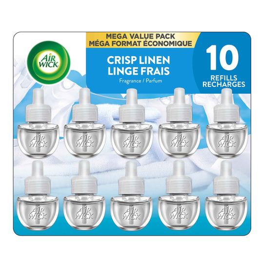 Air Wick Plug In Scented Oil Air Freshener Refills for Home – Infused with Essential Oils – 10 Count – Crisp Linen Scent – Mega Value Pack 🍁 All In One Marketplace Canada