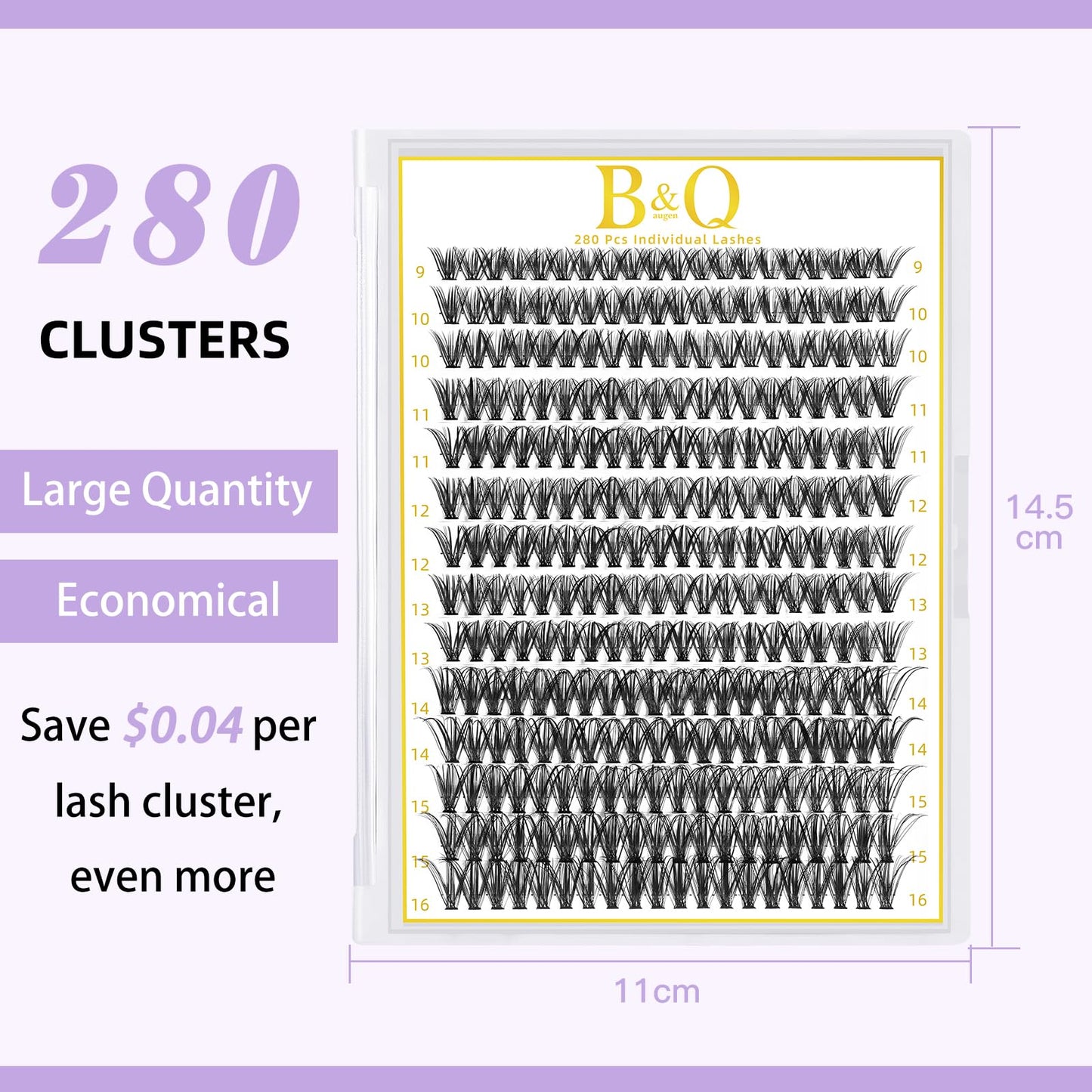 B&Qaugen Lash Clusters 280 Pcs 40D-0.07D-9-16MIX B&Q LASH Individual Lashes 10D 20D 30D 40D 50D Cluster Lashes C D Curl Eyelash Clusters Soft Volume DIY Lash Extensions at Home (40D-0.07D,9-16MIX) 🍁 All In One Marketplace Canada
