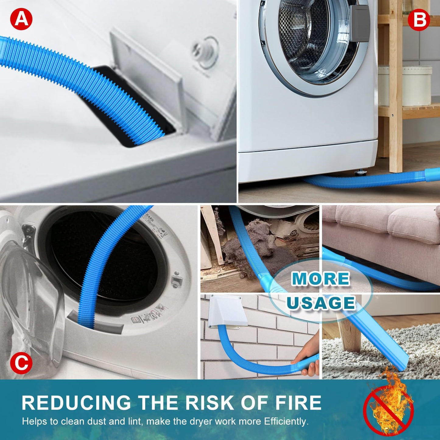 Sealegend 58-Piece Dryer Vent Cleaning Kit Omnidirectional Cleaner Include 35 Feet Dryer Vent Brush Blue Dryer Vacuum Attachment Lint Brush Vacuum&Dryer Adapter 🍁 All In One Marketplace Canada