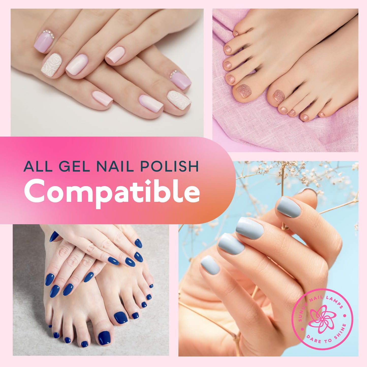 SUNUV SUN2C UV Light for Nails, UV LED Nail Lamp with 4 Timer Settings, Curing Lights Compatible with All Gel Polish Rose 🍁 All In One Marketplace Canada