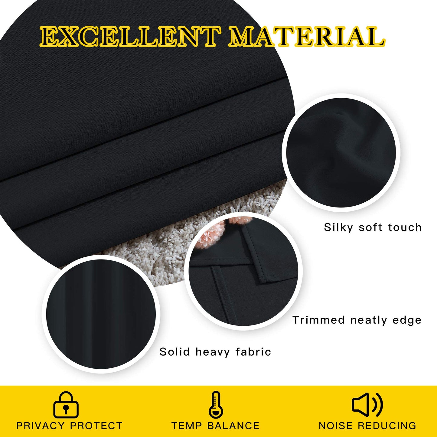 NICETOWN Blackout Curtains 2 Panels - Black Out Curtains 84 Inch Long,Insulated Curtains Room Darkening Grommet Curtains for Bedroom Living Room Windows (52 by 84 Inches,Black,Set of 2) 🍁 All In One Marketplace Canada