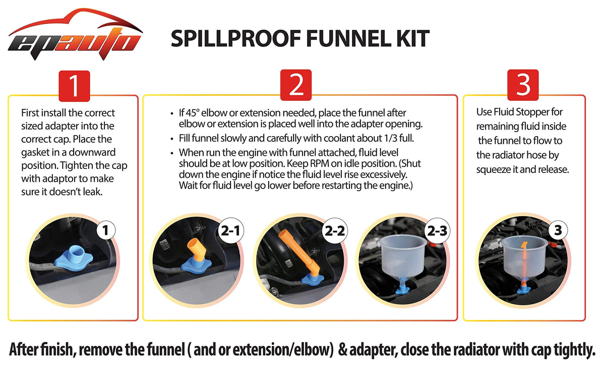 EPAuto Spill Proof Radiator Coolant Filling Funnel Kit 🍁 All In One Marketplace Canada