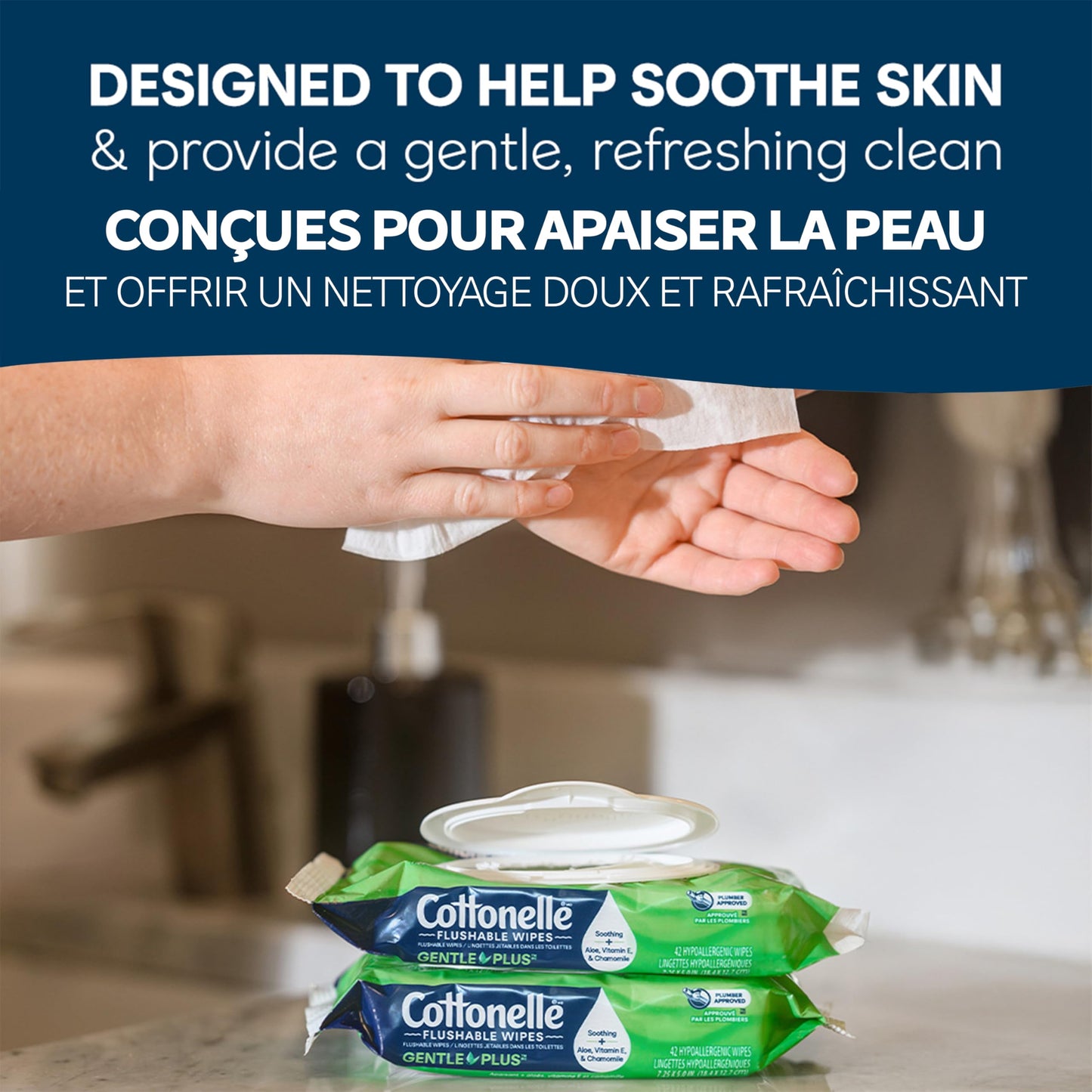 Flushable Wet Wipes, Cottonelle GentlePlus, Biodegradable & Septic Safe, 16 Flip-Top Packs of 42 (672 Wipes) 🍁 All In One Marketplace Canada