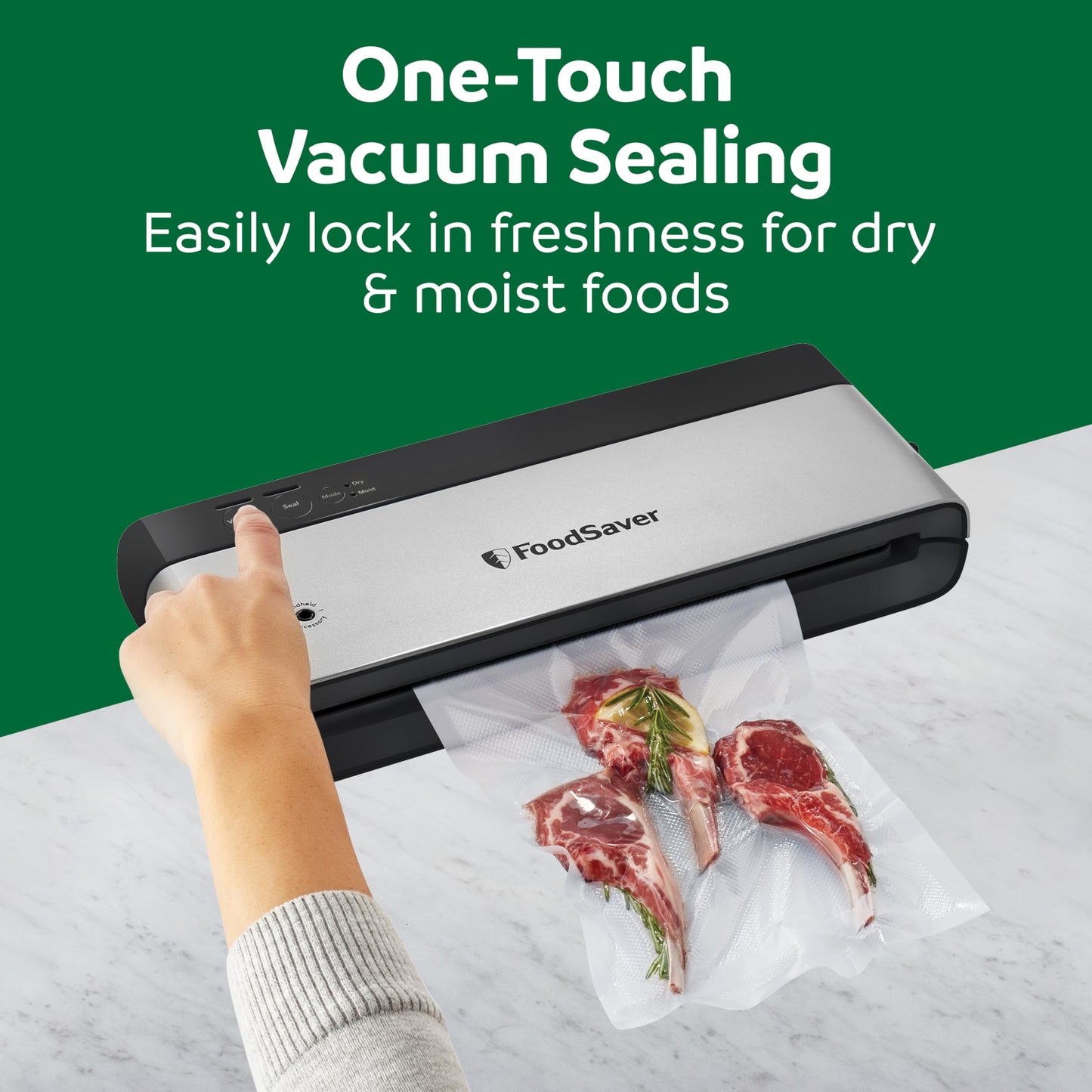 FoodSaver PowerVac Compact Vacuum Sealer Machine w/ Vertical Storage | 5 Airtight Vacuum Seal Bags & 1 Roll | VS0150 | Stainless Steel / Black 🍁 All In One Marketplace Canada