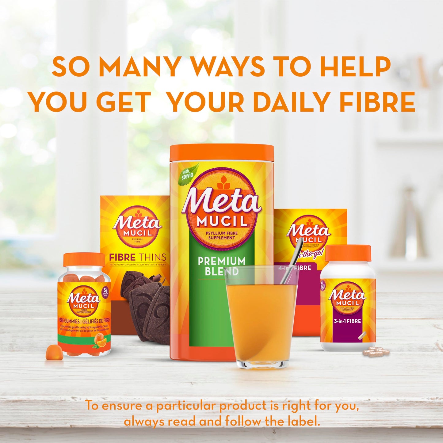 Metamucil, Daily Psyllium Husk Powder Supplement Packets, Sugar-Free, 4-in-1 Fibre for Digestive Health, Orange Smooth Flavored Drink, 44 Servings 🍁 All In One Marketplace Canada
